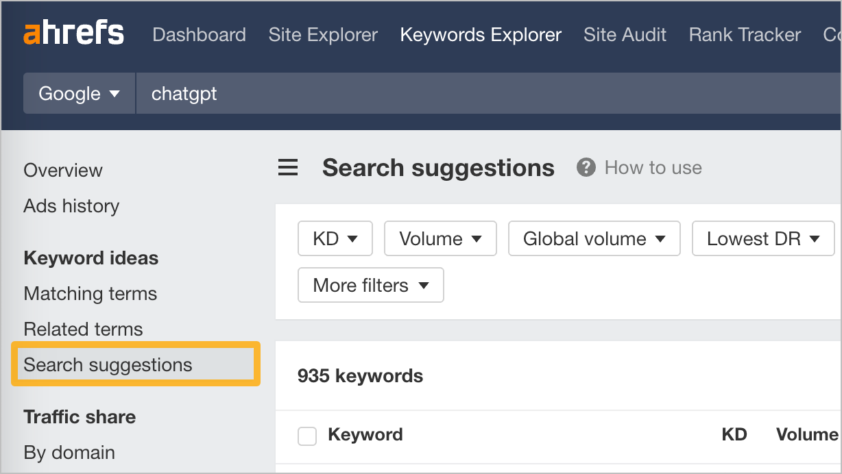 How to use KE Search suggestions-1