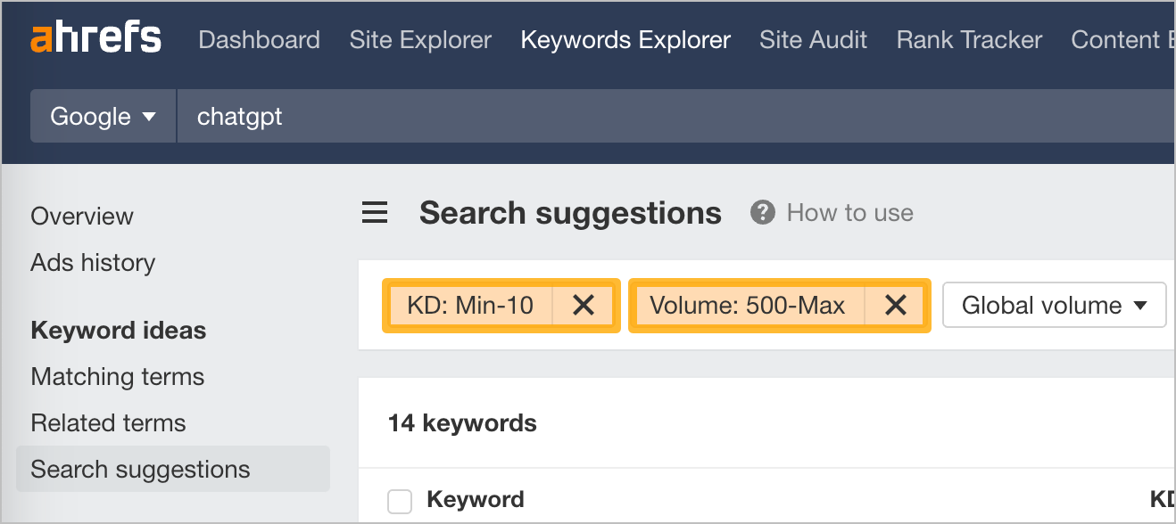 How to use KE Search suggestions-3