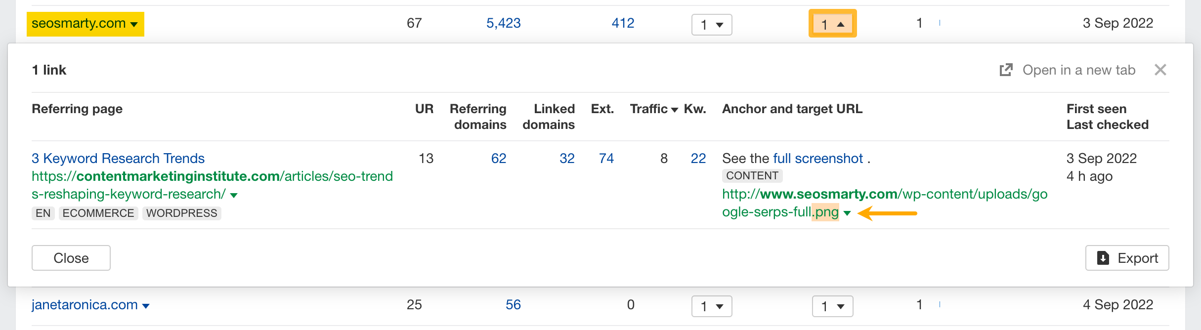 How to use SE: Linked domains-5