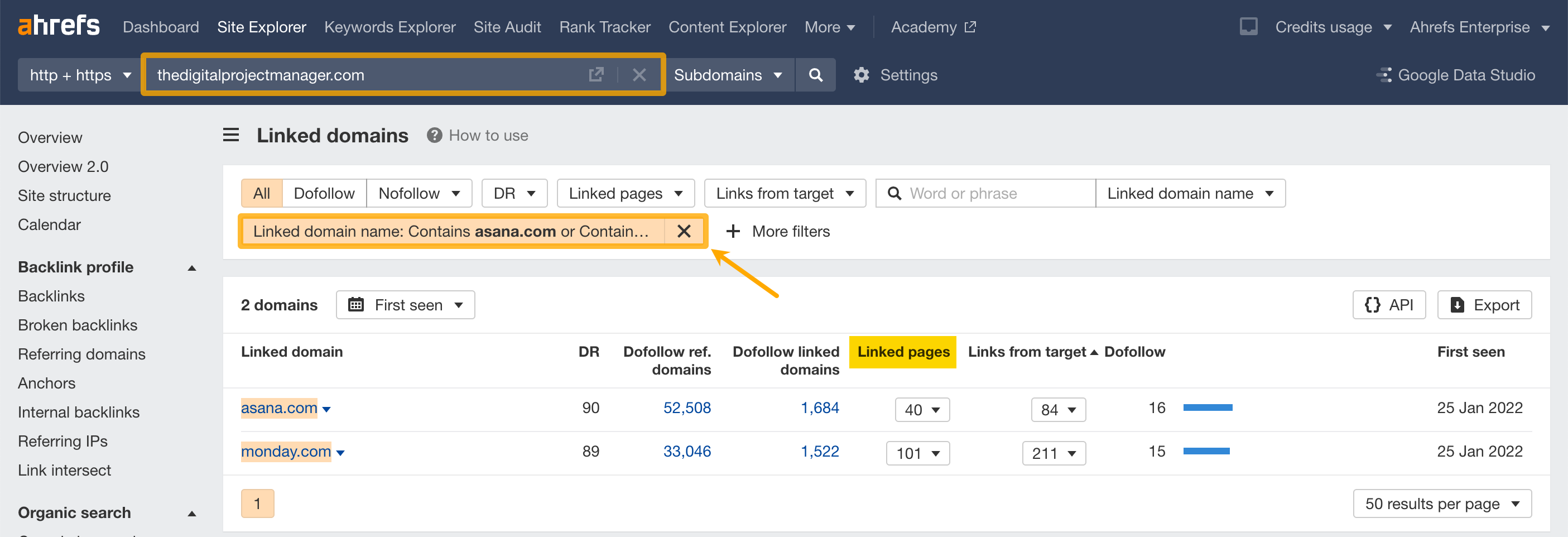 How to use SE: Linked domains-8