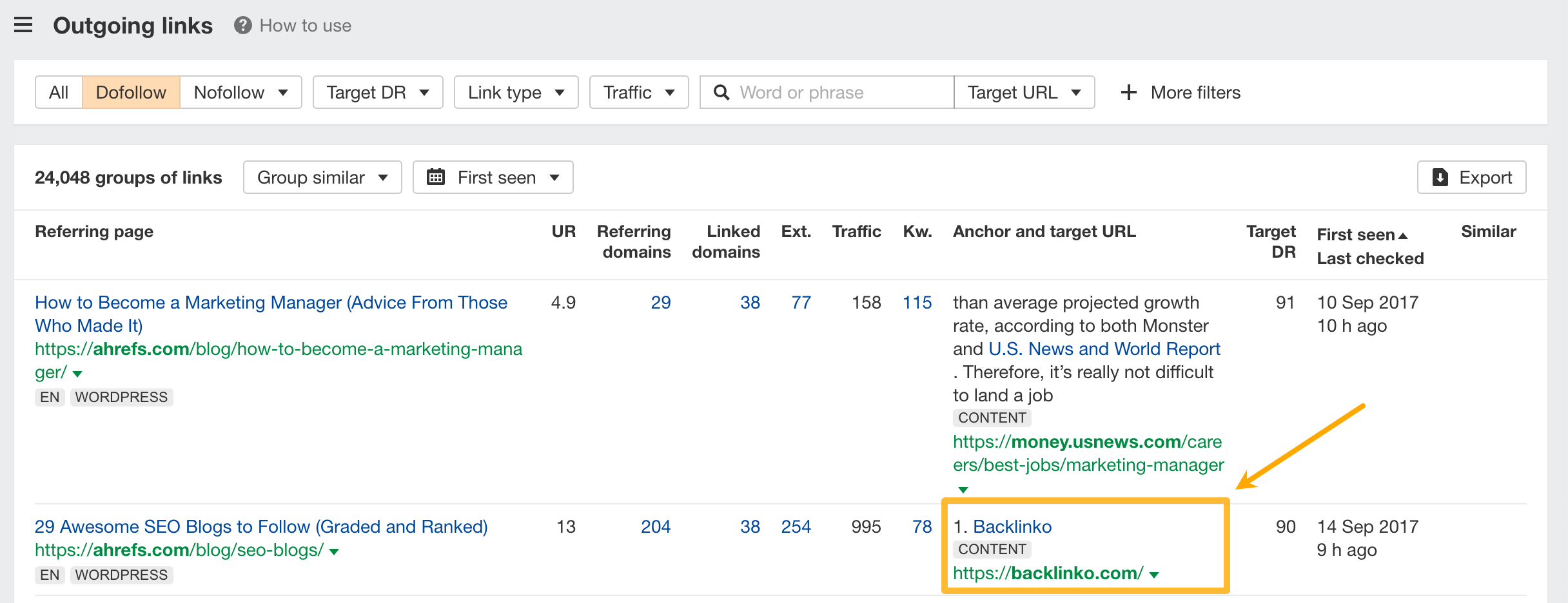 How to use SE: Outgoing links-3