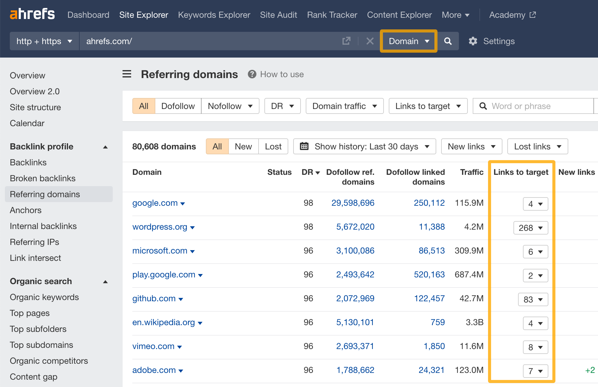 How to use SE: Referring domains-2