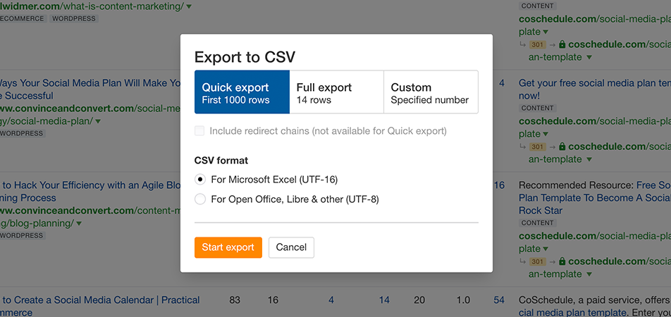 Exportiere Daten mit zwei Klicks