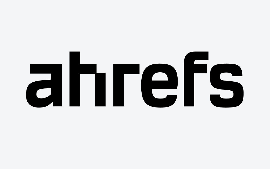 Monochroom Ahrefs logo op lichte achtergrond